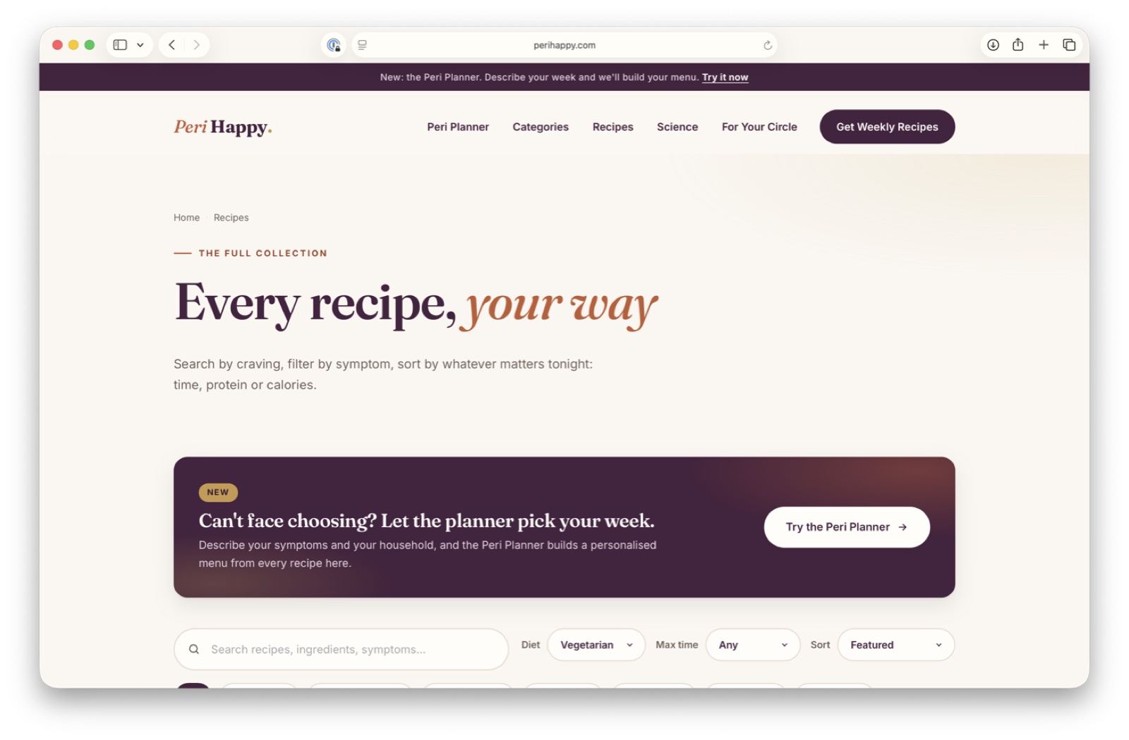 Every recipe, your way: the recipe collection with the Peri Planner prompt